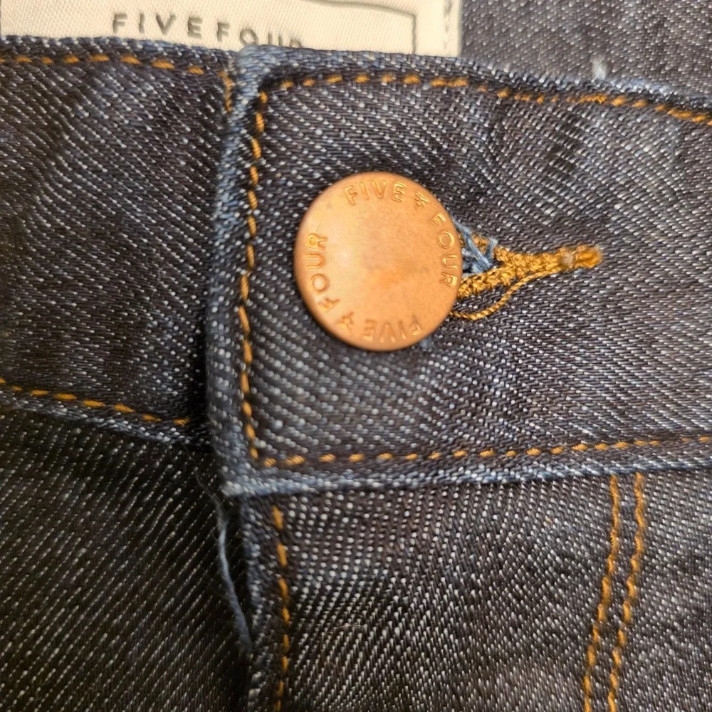 Mens 38x34 Jeans Straight‎ Leg Dark Wash Flat Front Dress Work Five Four